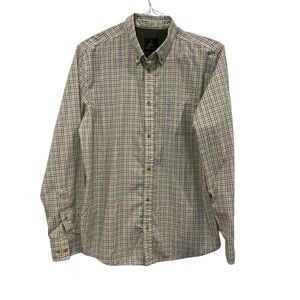 Prana Men’s Long Sleeve Shirt‎ Button Down Organic Cotton White Yellow Check EUC